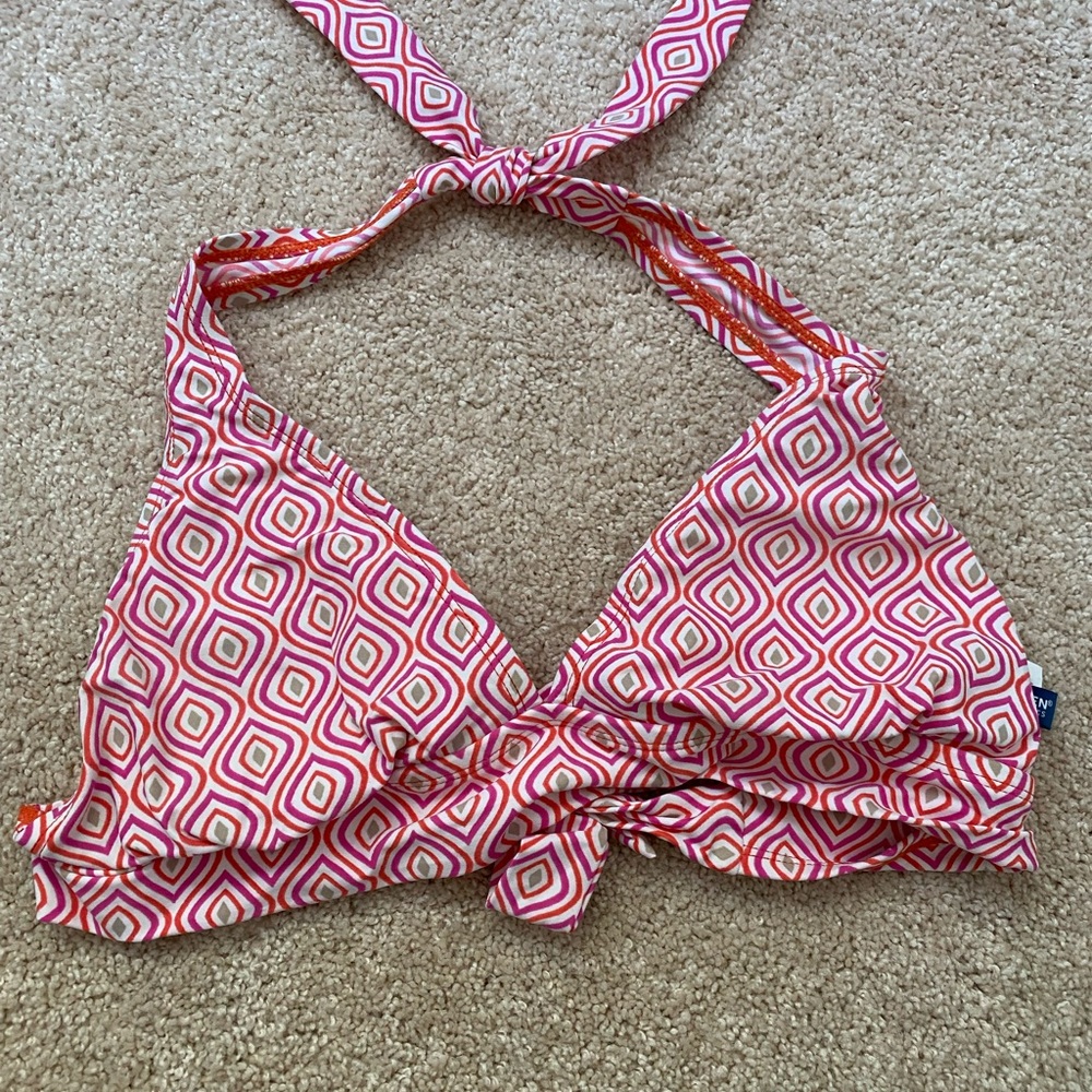 Jantzen Swim Halter Bikini Top - Pink Geometric Pattern Size 8